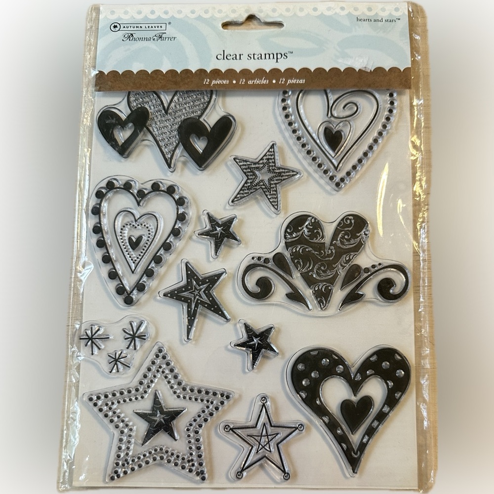 Autumn Leaves Hearts And Stars by Rhonda Farrer Clear Stamp Set